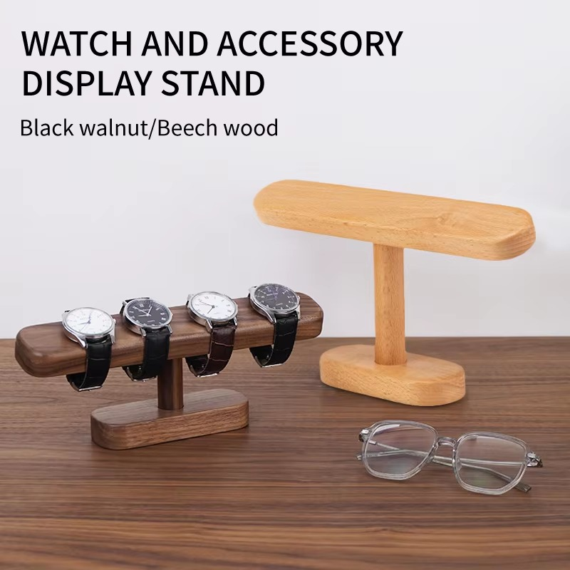 Wood Watch Display Stand Wooden Jewellery and Clocks Show Booth Solid Wood T Bar Display Jewelry Storage Stand