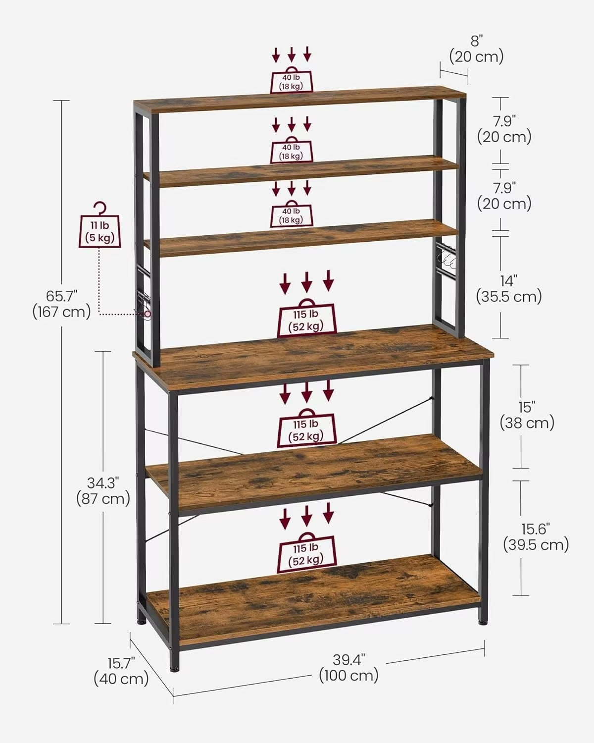 Kitchen Bakers Rack with Hutch Coffee Bar Station Microwave Oven Stand Rack for Spice Organizer Workstation