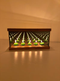 Infinity Mirror Candle Holder, Infinity Cube, Unique Tealight Holder, Wooden Candle Holder