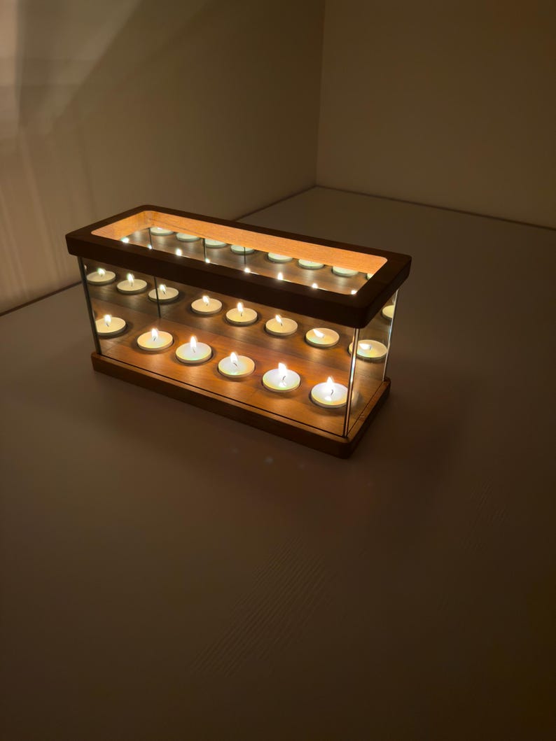 Infinity Mirror Candle Holder, Infinity Cube, Unique Tealight Holder, Wooden Candle Holder