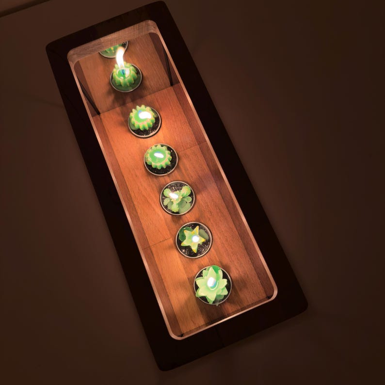 Infinity Mirror Candle Holder, Infinity Cube, Unique Tealight Holder, Wooden Candle Holder