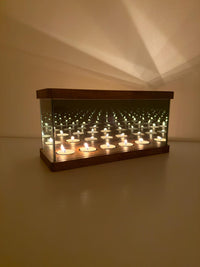 Infinity Mirror Candle Holder, Infinity Cube, Unique Tealight Holder, Wooden Candle Holder