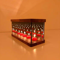 Infinity Mirror Candle Holder, Infinity Cube, Unique Tealight Holder, Wooden Candle Holder