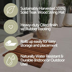 Solid  Wood String Mat - Indoor and Outdoor Use - Non-Slip Wooden Platform for Sauna, Pool, Hot Tub Flooring Decor and Protector (Oiled Finish, 23.62