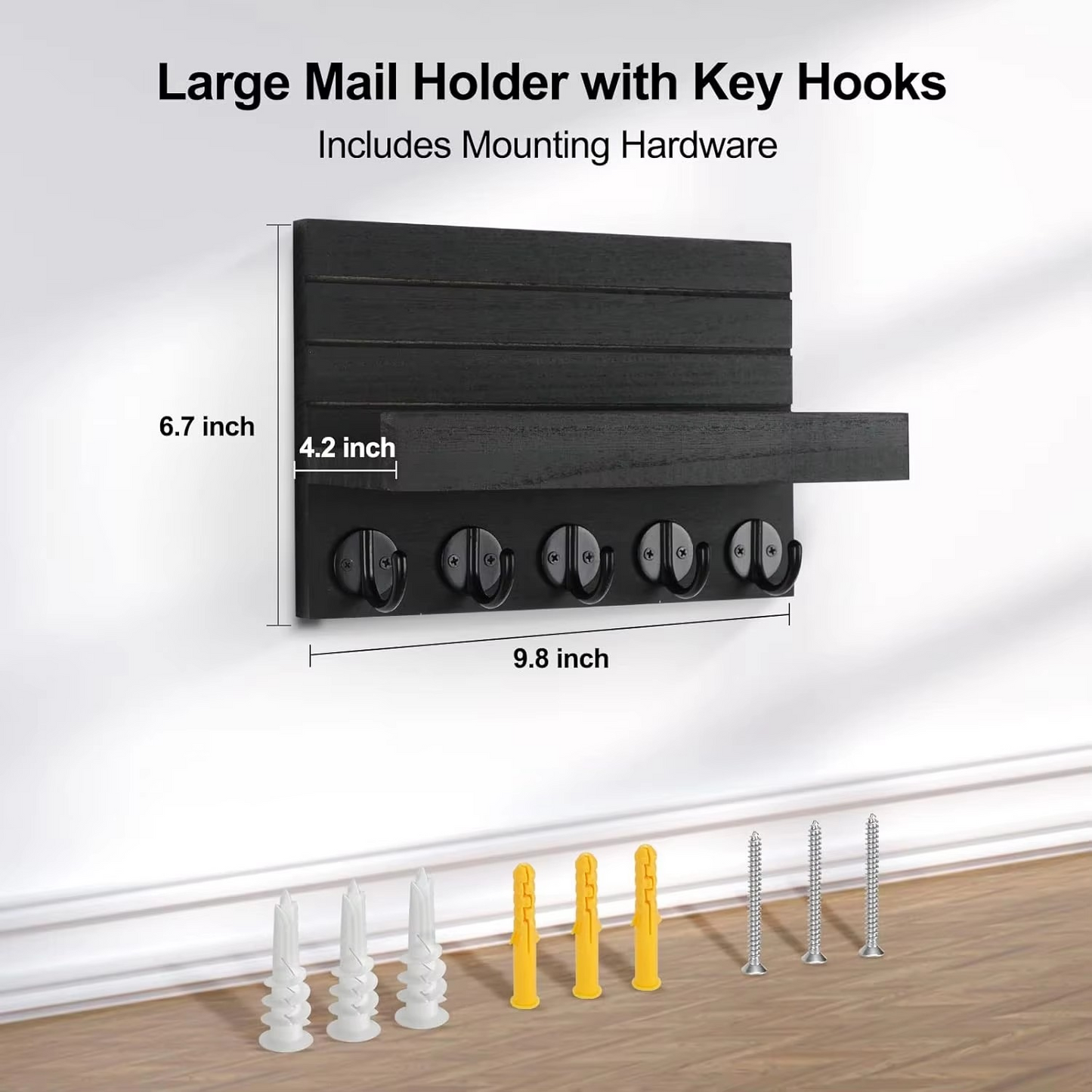 Wooden Key Holder Organizer Wall Mount Shelf Rack for Easy Access Art Style Decoration Home Entryway Kitchen Living Room