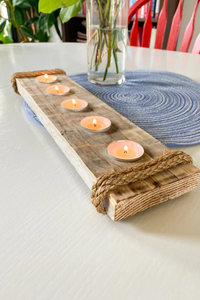 Handmade Brazilian yellow pine wood candle holder reclaimed wood candle decor 5 tealight centerpiece wedding decor new home gift for hostess wood feature