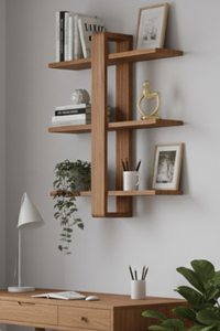 Modern Wooden Wall Shelf - Asymmetric Floating Display Rack - Handmade Floting 3-Tier Shelf-Minimalist Storage Decor for Living Room Office