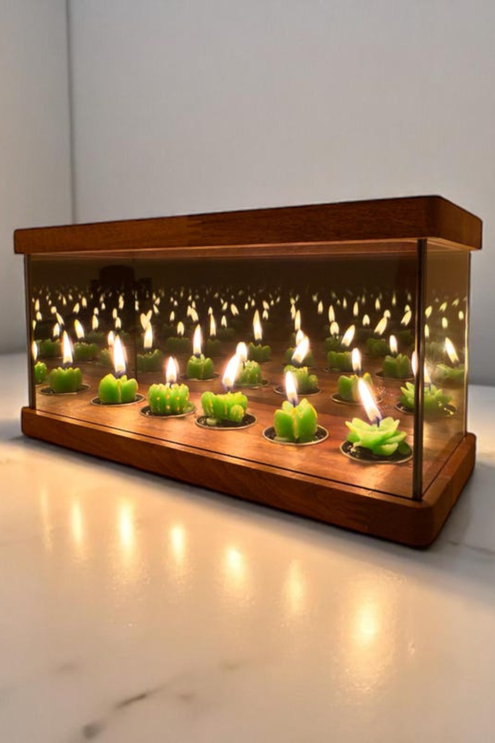 Infinity Mirror Candle Holder, Infinity Cube, Unique Tealight Holder, Wooden Candle Holder