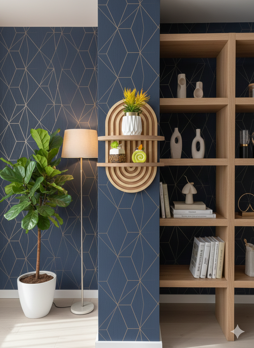 Boho Wall Decor Brown Plant Wall Shelf, Mid Century Modern Decor Hanging Plant Shelf