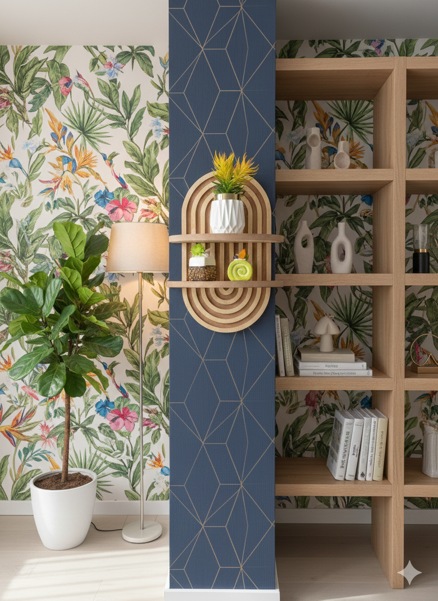 Boho Wall Decor Brown Plant Wall Shelf, Mid Century Modern Decor Hanging Plant Shelf