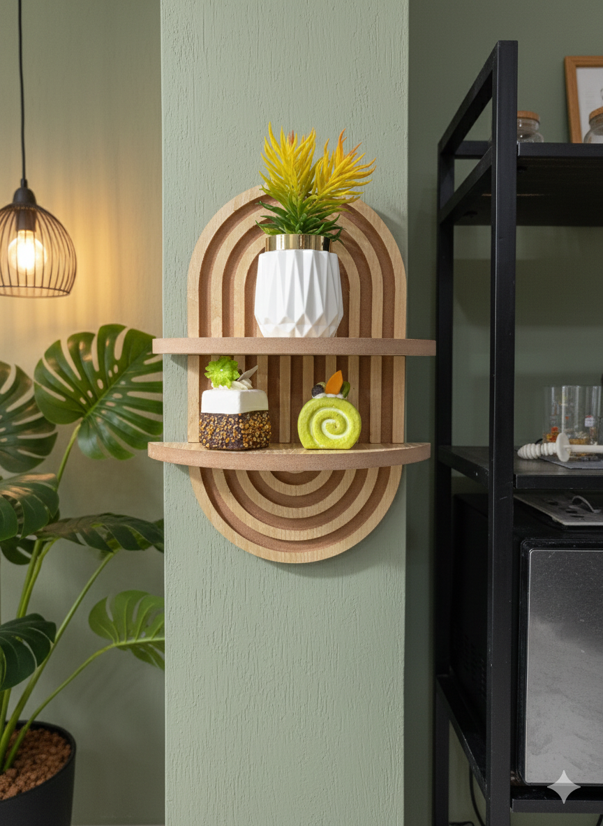 Boho Wall Decor Brown Plant Wall Shelf, Mid Century Modern Decor Hanging Plant Shelf