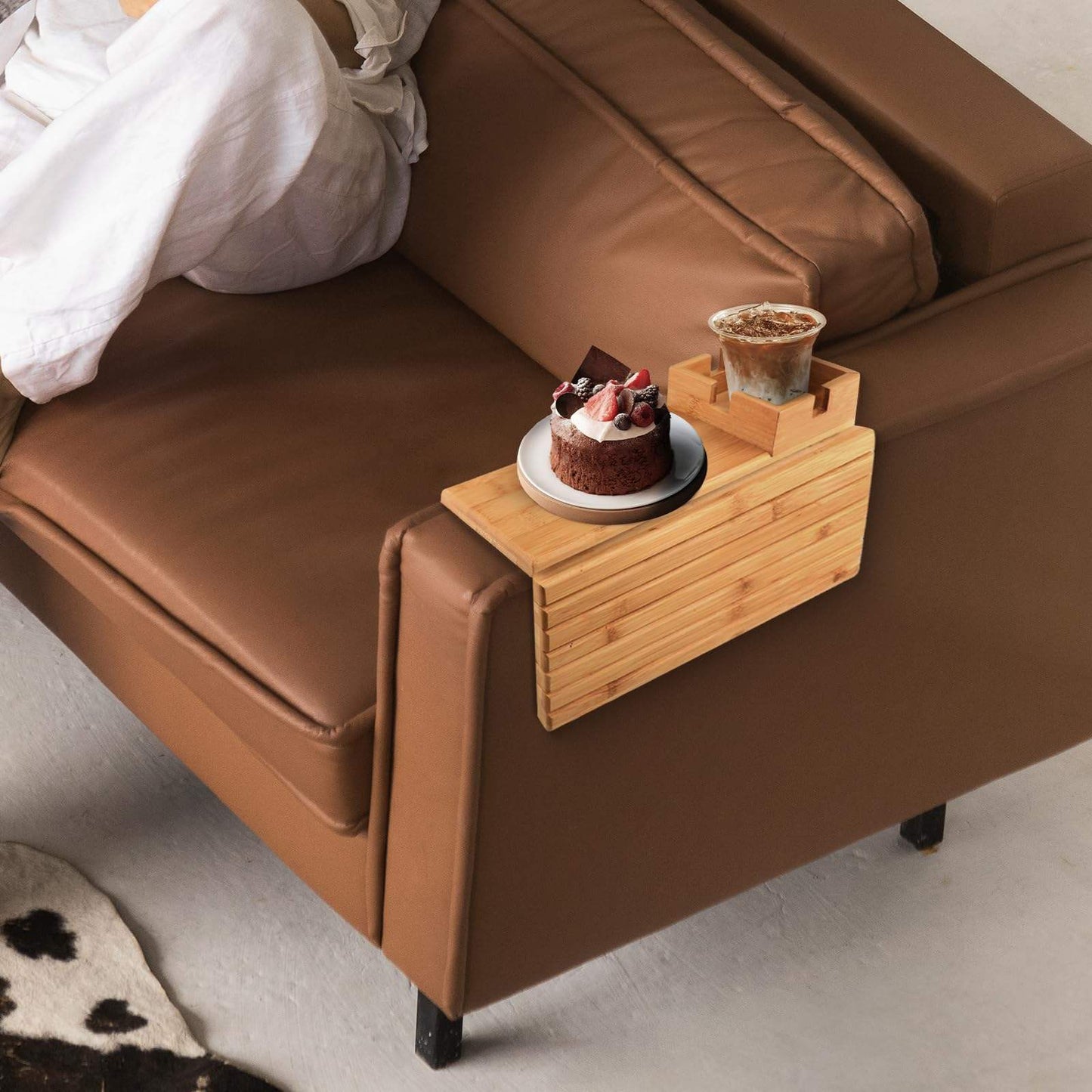 Couch Arm Tray,Bamboo Folding Sofa Tray,Sofa Armrest Tray Clip-On Couch Desk for Drinks,Snacks,Phone