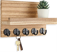 Wooden Key Holder Organizer Wall Mount Shelf Rack for Easy Access Art Style Decoration Home Entryway Kitchen Living Room