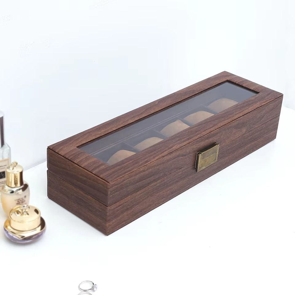 Classic High-end Luxury Wooden 6 Watch Storage Display Box Watch Box