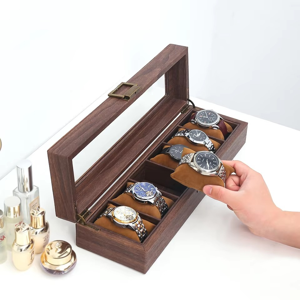 Classic High-end Luxury Wooden 6 Watch Storage Display Box Watch Box