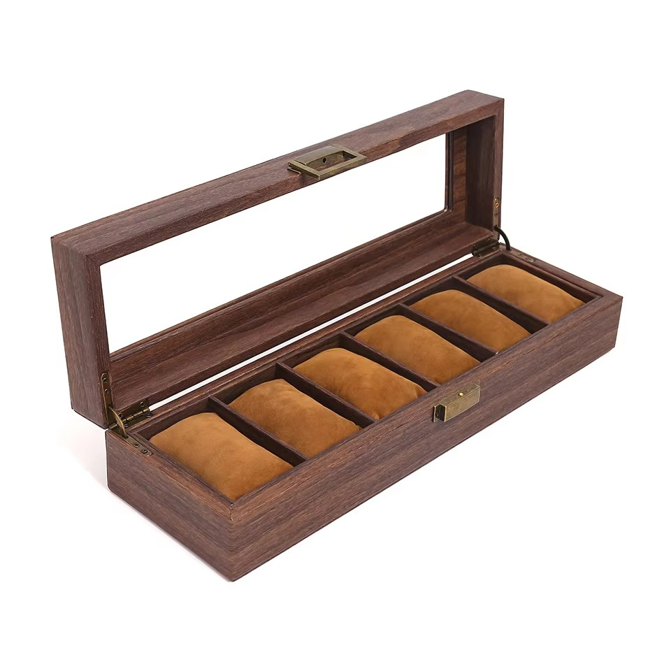 Classic High-end Luxury Wooden 6 Watch Storage Display Box Watch Box