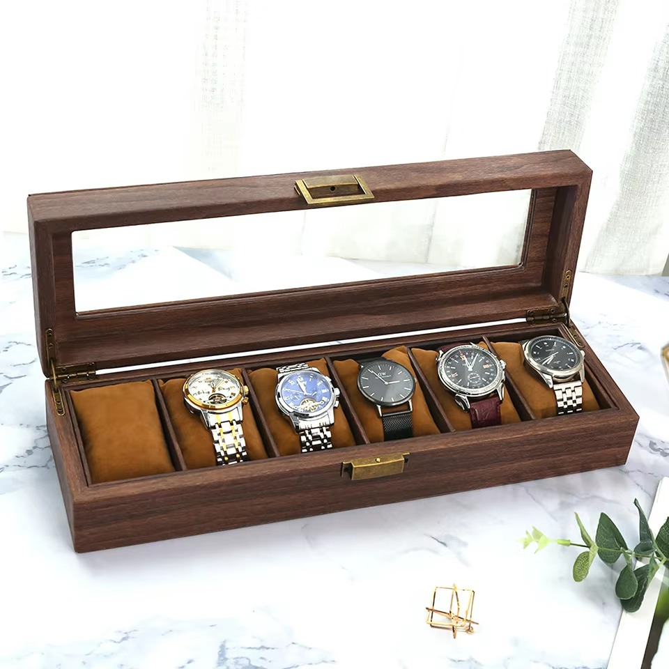 Classic High-end Luxury Wooden 6 Watch Storage Display Box Watch Box