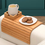 Couch Arm Tray,Bamboo Folding Sofa Tray,Sofa Armrest Tray Clip-On Couch Desk for Drinks,Snacks,Phone
