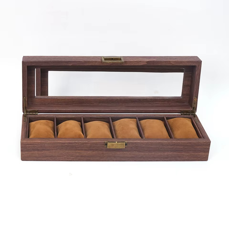 Classic High-end Luxury Wooden 6 Watch Storage Display Box Watch Box