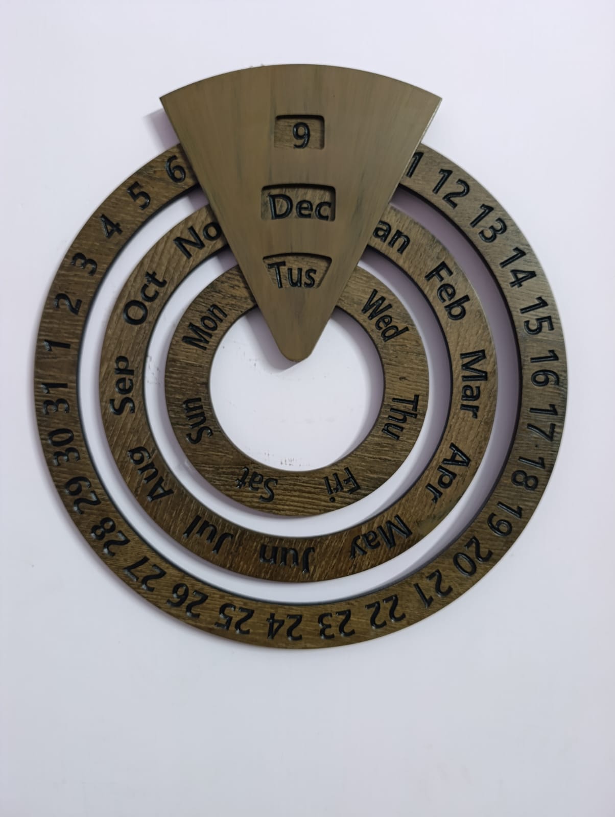 Wooden Wall Calendar Creative Round Wooden Concentric Calendar for Office Home School