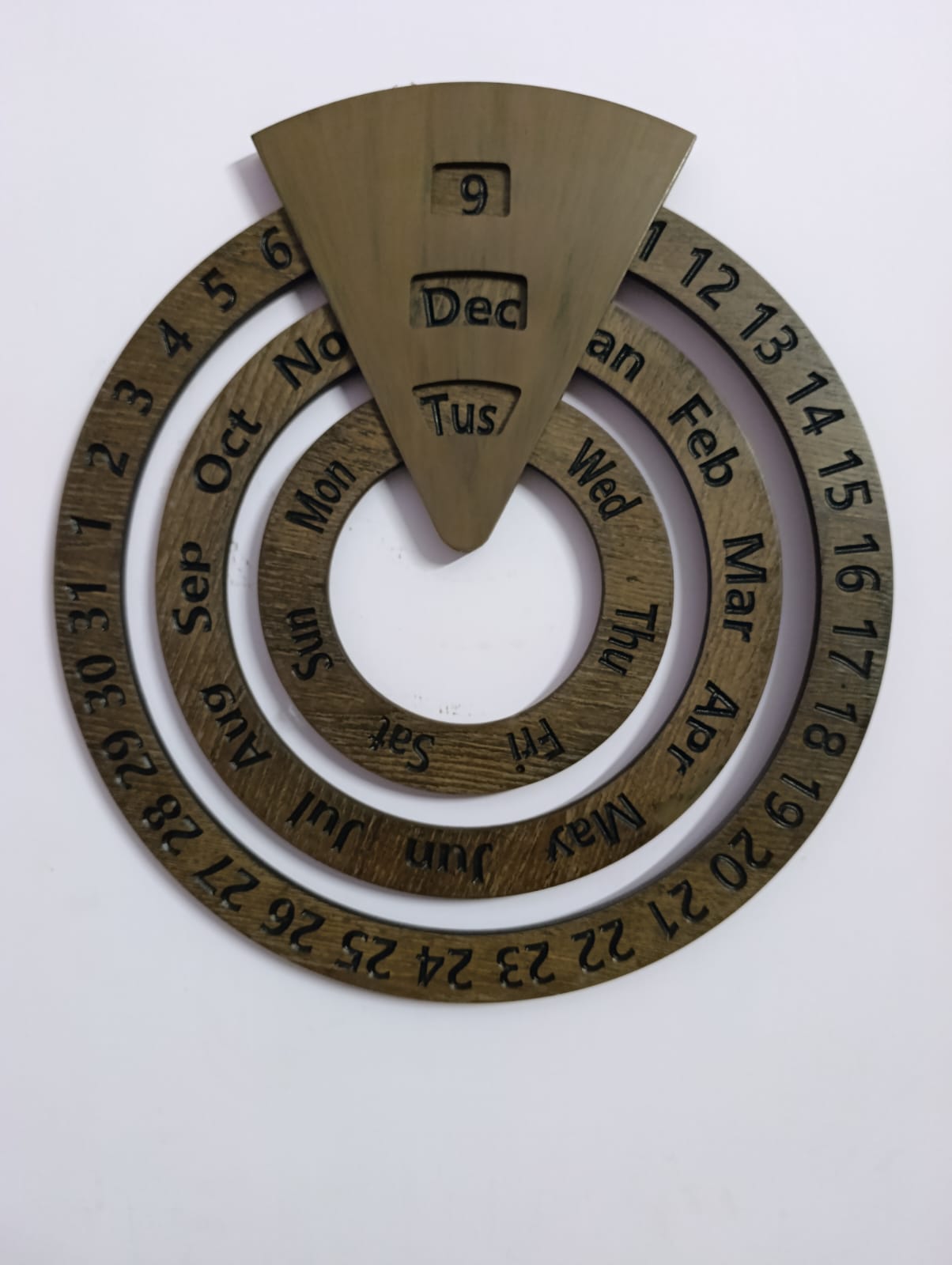 Wooden Wall Calendar Creative Round Wooden Concentric Calendar for Office Home School