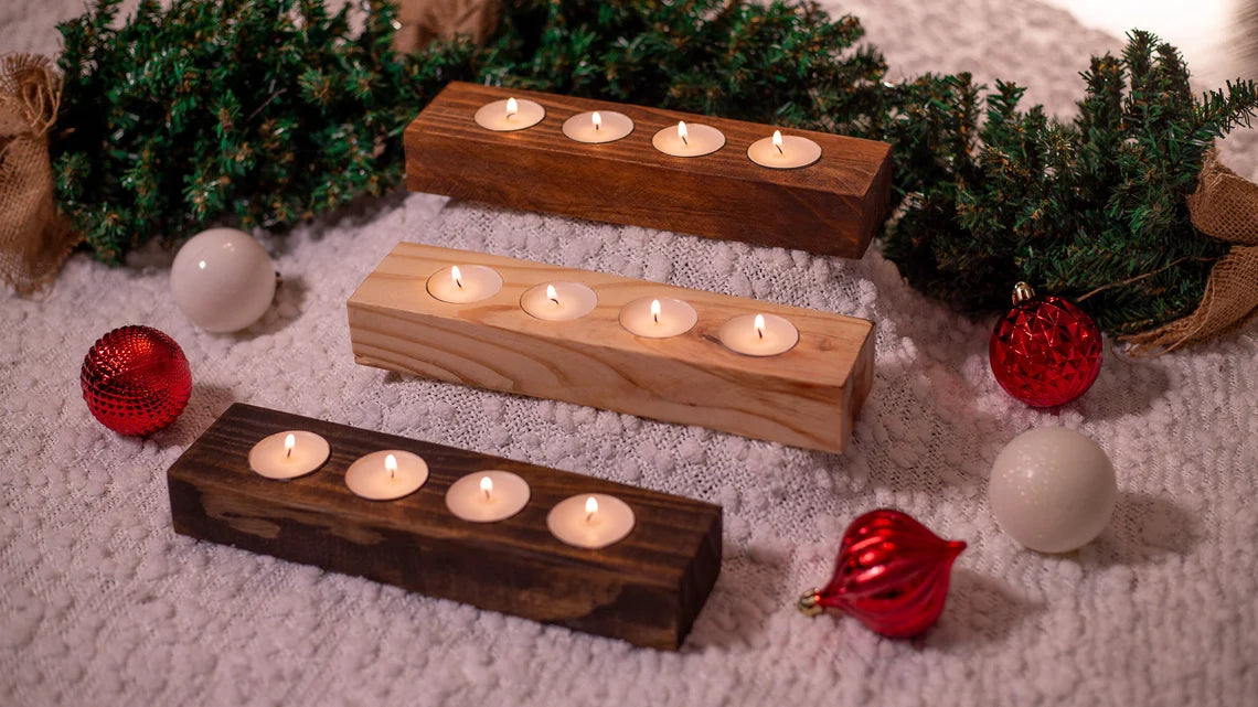 Wooden Tealight Holder | Candle Holder | Tealight Centerpiece | Wood Candle Stand | Wood Candle Favor | Rustic Wedding Decor | Candle Decor