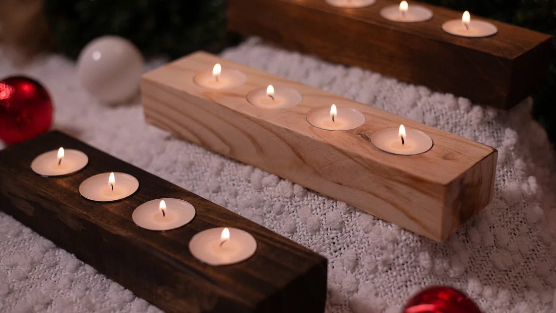 Wooden Tealight Holder | Candle Holder | Tealight Centerpiece | Wood Candle Stand | Wood Candle Favor | Rustic Wedding Decor | Candle Decor