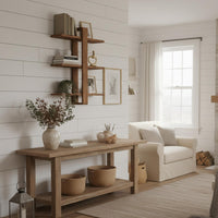 Modern Wooden Wall Shelf - Asymmetric Floating Display Rack - Handmade Floting 3-Tier Shelf-Minimalist Storage Decor for Living Room Office