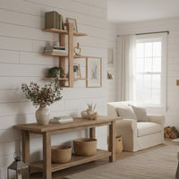 Modern Wooden Wall Shelf - Asymmetric Floating Display Rack - Handmade Floting 3-Tier Shelf-Minimalist Storage Decor for Living Room Office