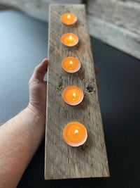 Handmade Brazilian yellow pine wood candle holder reclaimed wood candle decor 5 tealight centerpiece wedding decor new home gift for hostess wood feature