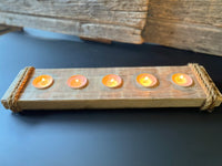 Handmade Brazilian yellow pine wood candle holder reclaimed wood candle decor 5 tealight centerpiece wedding decor new home gift for hostess wood feature