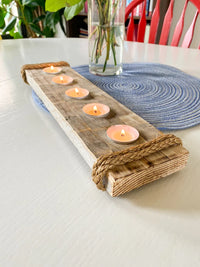 Handmade Brazilian yellow pine wood candle holder reclaimed wood candle decor 5 tealight centerpiece wedding decor new home gift for hostess wood feature