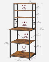 Kitchen Bakers Rack with Hutch Coffee Bar Station Microwave Oven Stand Rack for Spice Organizer Workstation