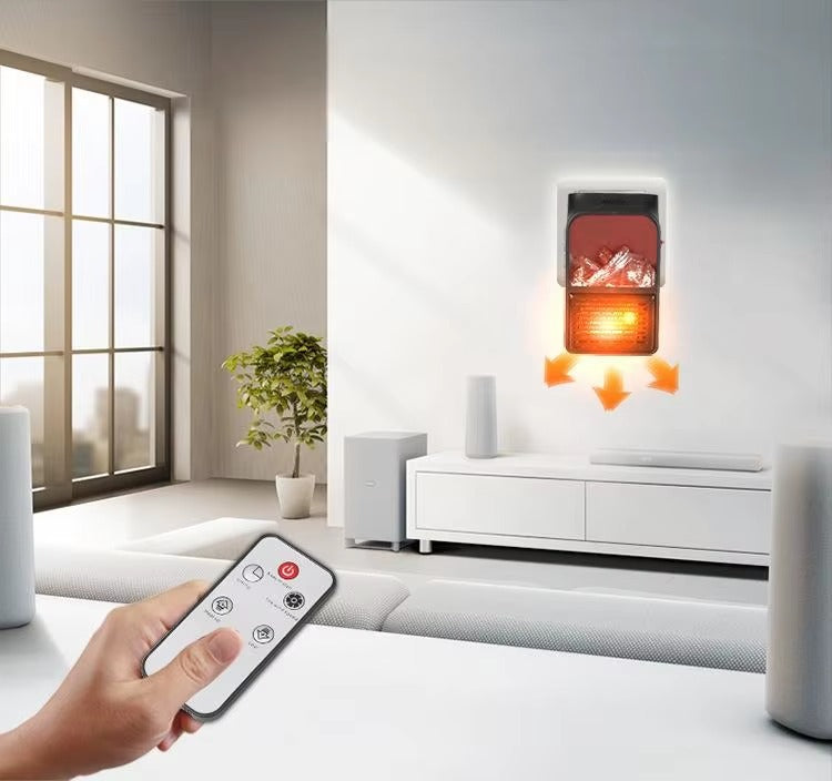 New Multi-functional Portable Mini Flame Heater with Remote Dormitory Office Home Small Desktop Heater Mini Fast Electric Heating Fan