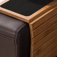 Couch Arm Table with Anti-Slip Coaster Bamboo Wood Drink Holder Tray Cup Organizer Protector for Bathroom Sofa Armrests