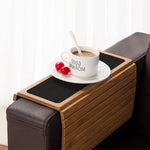 Couch Arm Table with Anti-Slip Coaster Bamboo Wood Drink Holder Tray Cup Organizer Protector for Bathroom Sofa Armrests