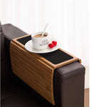 Couch Arm Table with Anti-Slip Coaster Bamboo Wood Drink Holder Tray Cup Organizer Protector for Bathroom Sofa Armrests