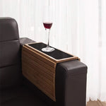 Couch Arm Table with Anti-Slip Coaster Bamboo Wood Drink Holder Tray Cup Organizer Protector for Bathroom Sofa Armrests