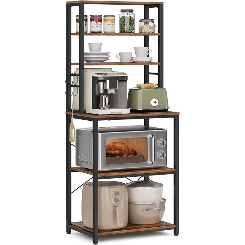 Kitchen Bakers Rack with Hutch Coffee Bar Station Microwave Oven Stand Rack for Spice Organizer Workstation