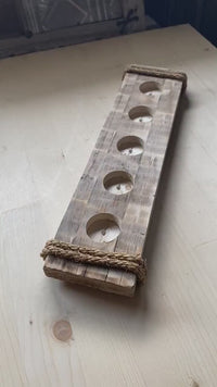 Handmade Brazilian yellow pine wood candle holder reclaimed wood candle decor 5 tealight centerpiece wedding decor new home gift for hostess wood feature